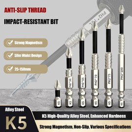 High Magnetic Screwdriver Drill Bit Set, K5 Impact-Resistant And Non-Slip Bit, Impact Driver Bit Set, Anti Slip Strong Magnetic Durability Electric Screwdriver Set, 25/50/65/70/75/90/100/120/150mm