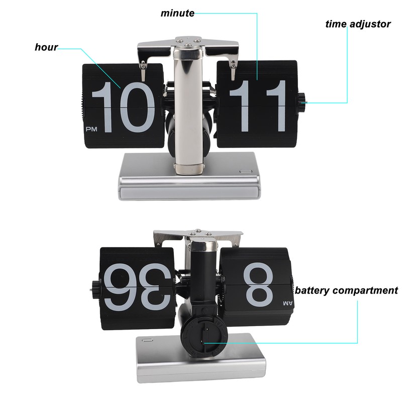 Retro Digital Flip Down Clock Battery Powered Flip Desk Clock