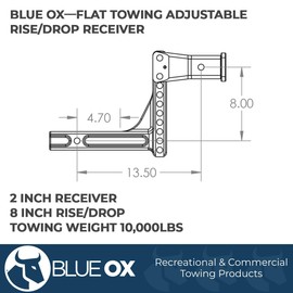 Blue Ox BX88340 Rise/Drop Receiver, Black