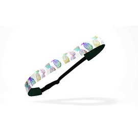 RAVEbandz Women's Adjustable Elastic Headbands (Lifestyle & Fitness) - For Fashion or Workouts - Non Slip Velvet Lined 1 Inch (Perfect Pineapples)