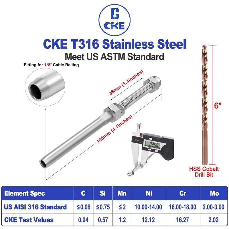 CKE 50 Pack Cable Railing Kit - Hand Swage Threaded