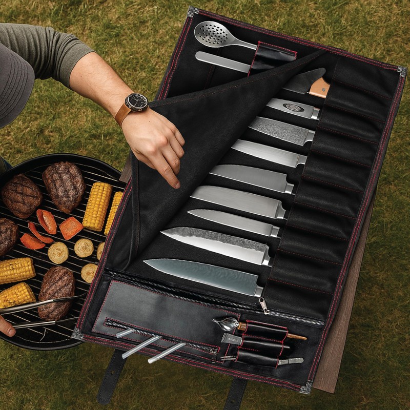 OuiChef Chef Knife Bag for 10 Knives & Utensils -