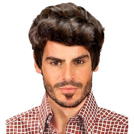 W WIDMANN Milano Party Fashion Wig 'Rick' in Maroon Unique Style Optimal Comfort Versatile Safe Use for Adults and Teens