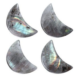 Nupuyai 4pcs Moon Shape Labradorite Crystal Palm Pocket Worry Stone Set, Polished Reiki Stone for Chakra Healing Jewellery Making Home Decor