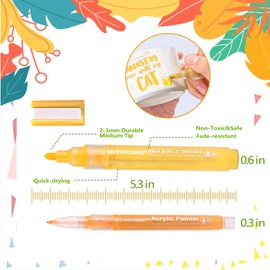 60 Colors Acrylic Paint Markers Premium Acrylic Paint Pens ,Art Markers Pens for Rock Painting, Wood, Canvas, Stone, Glass, Ceramic Surfaces, DIY Crafts Making Art Supplies (Round Tip and Fine Tip)