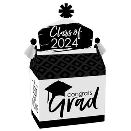 Big Dot of Happiness Black and White Grad - Best is Yet to Come - Treat Box Party Favors - 2024 Black and White Graduation Party Goodie Gable Boxes - Set of 12