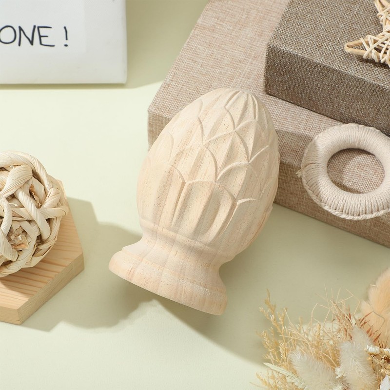 Pineapple Wood Finial for Stair Post, Wood Pineapple Finial