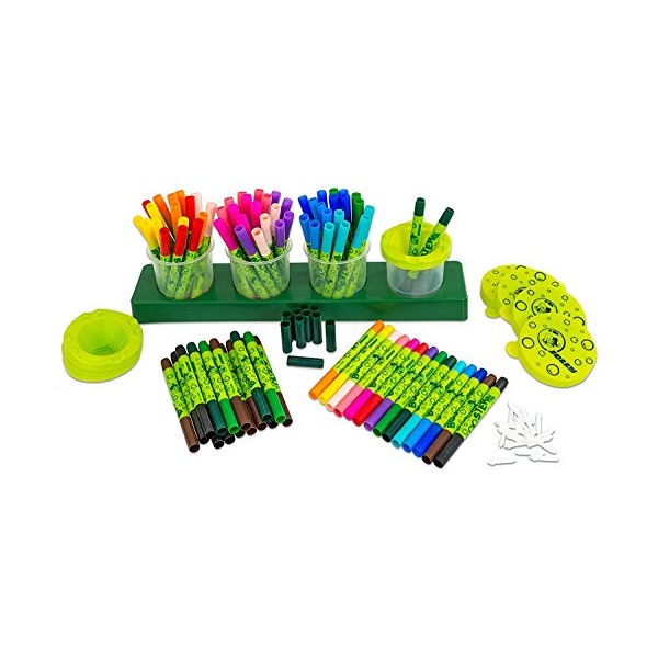 Jolly Booster XL Jumbo Brilliant Color Washable Ink Markers; Set of 84 Washable Markers with Bubble Pool Storage Station, Includes Replacement Caps and Marker Tips, 6 Each of 14 Colors