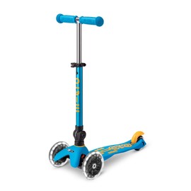 Micro Kickboard - Mini Deluxe Foldable LED Scooter, 3-Wheeled, Lean-to-Steer, Swiss-Designed Micro Scooter with LED Light-Up Wheels, for Kids Ages 2-5 (Ocean Blue)