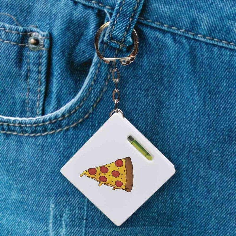 'Pepperoni Pizza Slice' Keyring Tape Measure/Spirit Level Tool (KM00042007)
