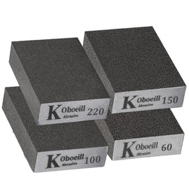 Sanding Block 4 Pieces Sanding Sponges Blocks Pads with 4 Grits (60/100/150/220) Coarse/Medium/Fine/Superfine Wet and Dry Dual-use Abrasive Pads Washable and Reusable sandpaper for Wood Walls Metal