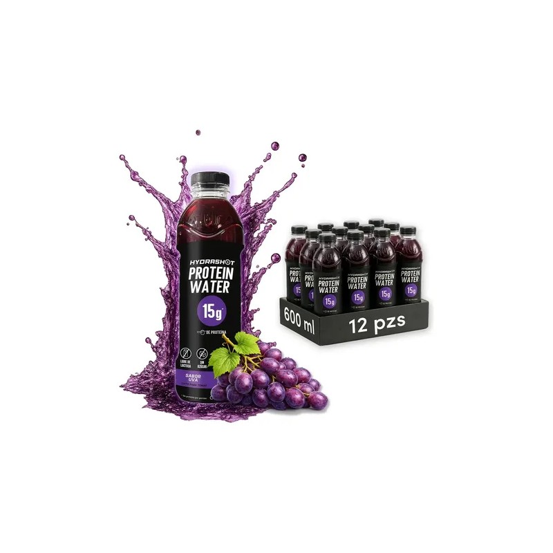 HydraShot Protein Water 12 Botellas 600 ml Protein Water with