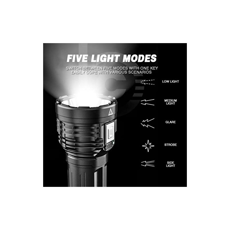 Linterna LED recargable, 4000 lúmenes, súper brillante, impermeable, mini linterna