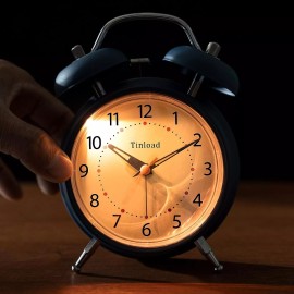 Tinload Vintage Style Loud Alarm Clock for Heavy Sleepers Adults, Metal 4 Inches Battery