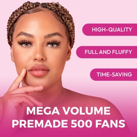 Eyesy Lash 500 Promade Fans - Volume Premade Lash Fans for Eyelash Extensions Pointy Base Handmade Loose Pre Made Eyelashes Middle Stem Soft and Lightweight (10D 0.07 C 9mm)