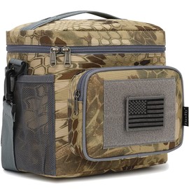 FlowFly Lunch Bag, Insulated Cooler, Thermal Lunch Box Tote with MOLLE/PALS Webbing, Adjustable Padded Shoulder Strap, for Tactical Men Women Adults and Boys Girls Kids (Camo#3, Medium)