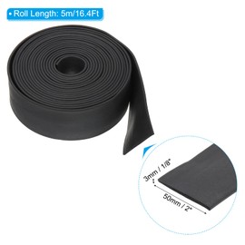 Patikil 16.4Ft Foam Rubber Strips, 50mm Wide 3mm Thick EPDM Rubber Soundproof Seal Strip Tape for DIY Gasket Sealing Door Window Insulation, Black