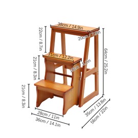 LIAPDG Folding Library Ladder Chair, Wood Folding Library Ladder Chair Chair Step Stool Combo Step Stool Chair Lightweight Portable Multifunctional Step Stool for Kitchens, Garages, Bars Honey