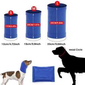 Dog Snood Neck and Ears Warmer Hoodie for Pets - Noise Protection Ear Wraps Hat for Comfort, Grooming, Anti-anxiety - Helps Calm at Noise Place (Blue L)