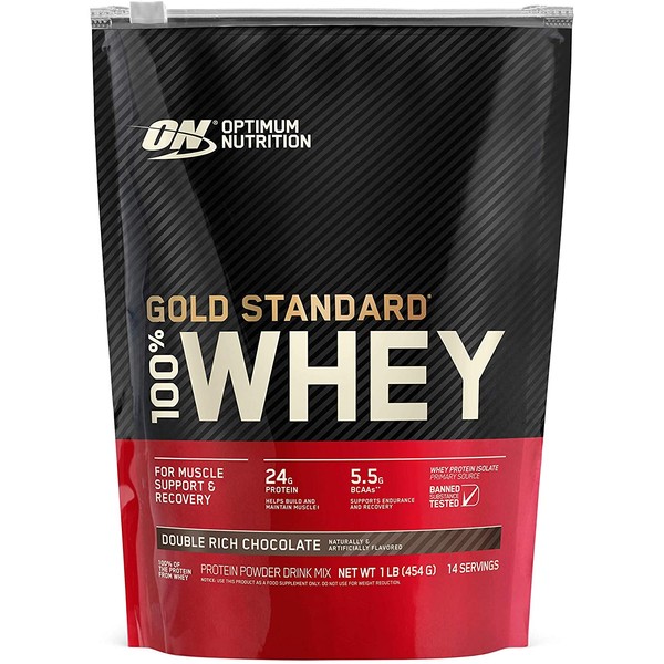 Optimum Nutrition Gold Standard 100% Whey Protein Powder, Double Rich Chocolate (1 lb.), Package may vary