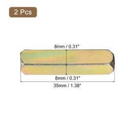 uxcell 2Pcs Door Knob Spindle, Spare Door Handle Spindle Bar, 35mm Long Door Spindle Replacement Door Handle Parts, Gold