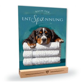 siviwonder Dog Sign Bernese Mountain Dog Relaxation Dog Sign Decorative Bathroom Wooden Stand Dog