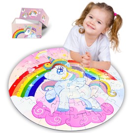 FunPaxido Unicorn Floor Puzzle for Kids Ages 3-5 Years Old: 100 Pieces Large Jigsaw Puzzles for Toddlers 4-8 Learning Educational Development Toys Game Girls Christmas Birthday Easter Gift