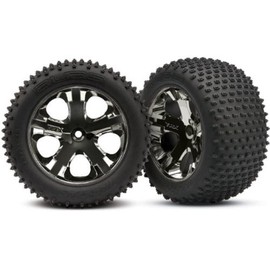 Traxxas 3770A Alias 2.8" Pin Tires Assembled on All-Star Black-Chrome Wheels