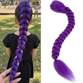 26inch Long Purple Braid Hair Ponytail Easy Clip In Purple Ponytail Hair