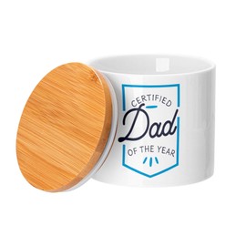 Ceramic Jar with Lid Bamboo - Certified Father of the Year - 473ml (16oz) - Jar