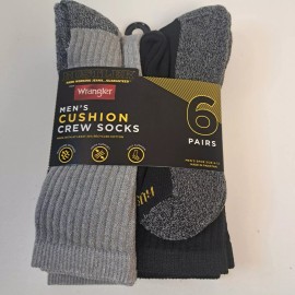 Wrangler New Rustler by Wrangler Men's Cushion Crew Socks, 6 Pairs, Shoe Size 6-12