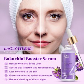 ANAI RUI Bakuchiol Face Serum for Face, Bakuchiol Retinol Alternative Serum,Smoothing Face Serum with Hyaluronic Acid & Peptide Sensitive Skin Serum, Anti Aging & Wrinkle Serum, 1.69Fl.Oz 50ML