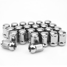 24pcs 14mmx1.5 Wheel Lug Nuts, Polished Stainless M14x1.5 Lug Fits for Chevy GM GMC Ford Truck Chrome Acorn