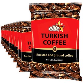 Elite Turkish Coffee Roasted and Ground 3.5oz (10 Pack) | Kosher for Passover, Rich & Bold, Traditional,
