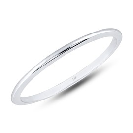 MAX + STONE Solid 14k Gold Wedding Band Ring for Women in White Gold 1mm Thin Stacking Band in Size 5