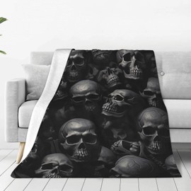 Turamurra Black Horror Skull Fuzzy Sofa Throw Blanket Flannel Super Soft Warm Fleece Bedspread Home Decor for Bed Couch Living Room All Season 50"X60"