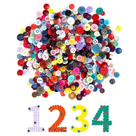 XIKAYA Pack of 1000 Colourful Buttons Candy Colours Small Buttons Plastic Craft Buttons Children's Buttons in Various Sizes and Colours for Children DIY Crafts Painting Gift Decoration (7-15 mm)