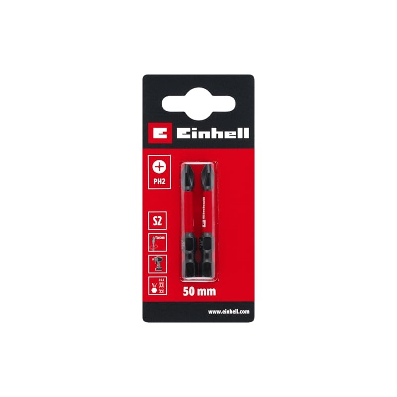 Genuine Einhell Impact Bits 2 Piece 50mm PH2 (S2 Steel