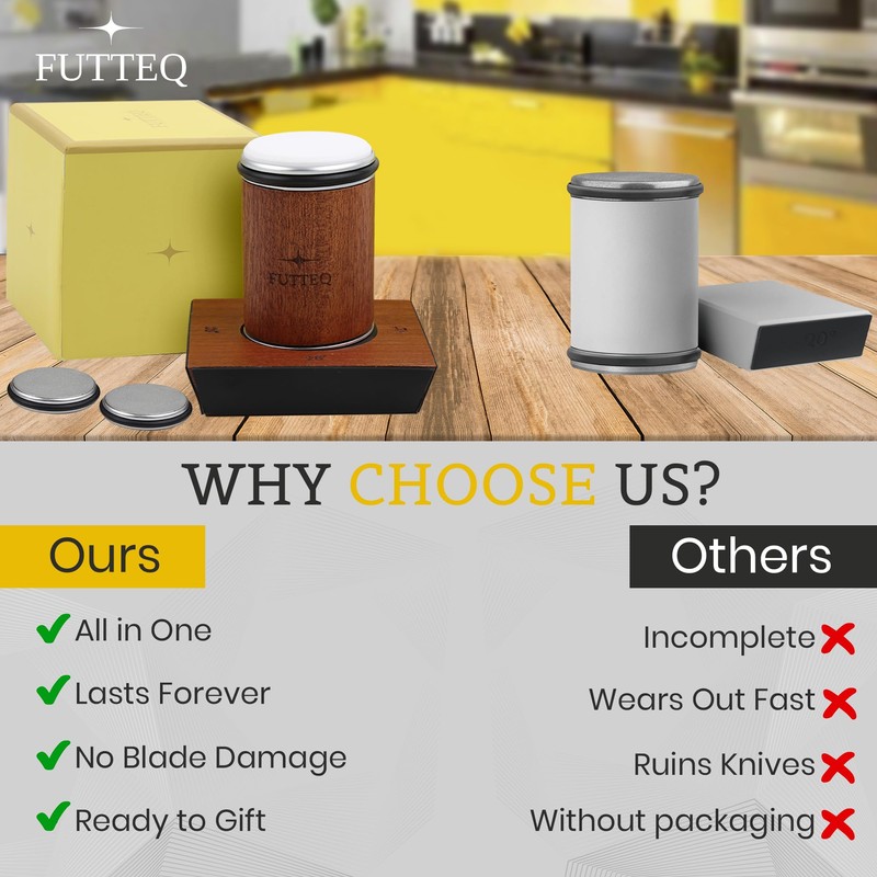 FUTTEQ Rolling Knife Sharpener Kit - Kitchen Knife Sharpener with