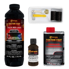 Custom Coat Federal Standard Color # 30051 Camo Brown T77 Urethane Roll-On, Brush-On or Spray-On Truck Bed Liner, 1 Quart Kit with Roller Applicator Kit - Textured Car Auto Protective Coating