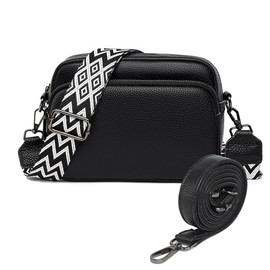 TIAASTAP Cross Body Bag Women - Leather Handbags & Shoulder Bags with Adjustable Wide Strap Camera Crossbody Bags for Ladies Girls Travel Shopping Work Daily Use (Z02 Black)