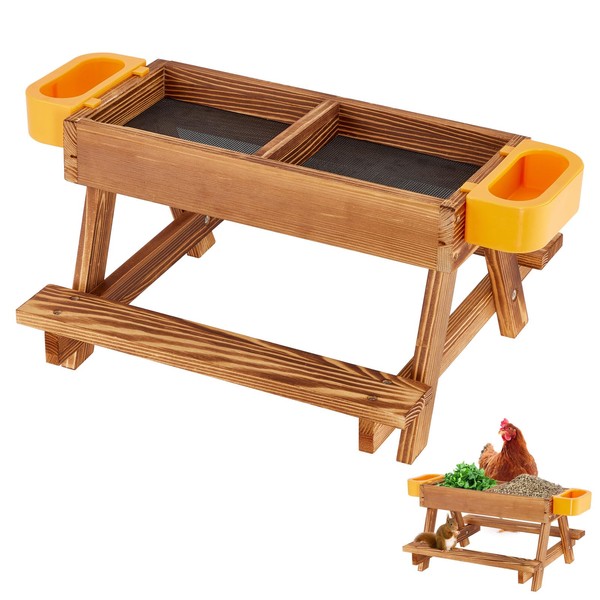 Vicorise Chicken Picnic Table,Chicken Feeders and Waterers for Chicken Coop,Chicknick