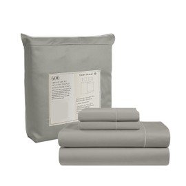 LANE LINEN King Size Sheets Set - 4 PCs, 600 Thread Count Sheets King Size - 100% Cotton Bedding Sheets & Pillowcases - Ultra Soft King Bed Sheets - Sateen Weave King Sheets Set Deep Pocket - Silver