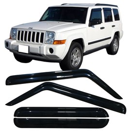 Window Visor Deflector Compatible With 2006-2010 Jeep Commander | Slim Tinted Acrylic Resistant Shield Cover Wind Sun Rain Guard by IKON MOTORSPORTS | 2007 2008 2009