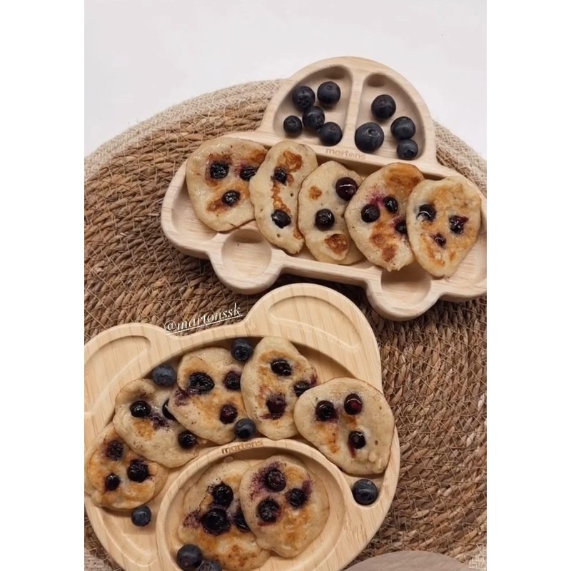 Martons Bamboo Bear Plate with Suction Cup, Non-Slip with Matching