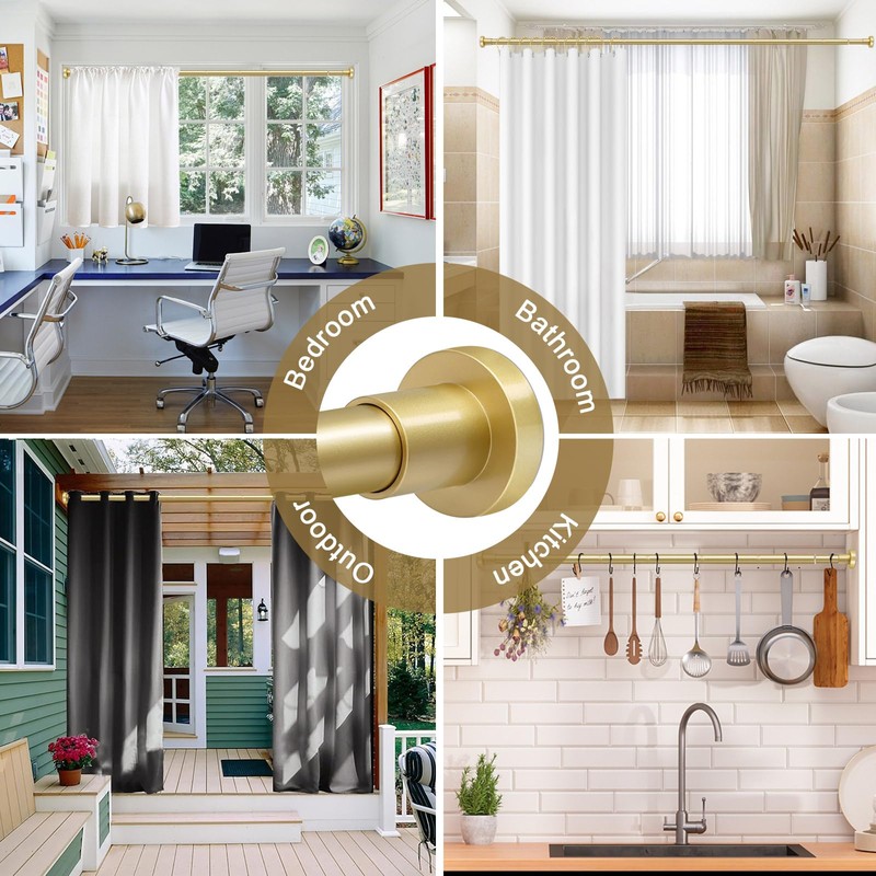YNL Gold Shower Curtain Rod 32-94 Inch(2.7-7.8ft), Non-Slip, Never Rust,