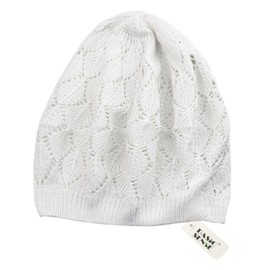 Basic Sense Classic Crochet Hat, Vintage Lightweight Super Soft Cotton Beanie Knit Slouchy Hats, Leaf White