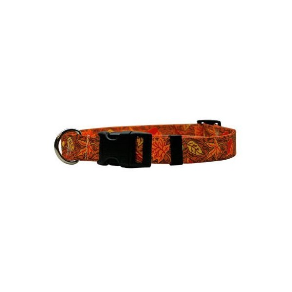 Fall Leaves Dog Collar - Size Extra Small 8" to 12" Long - Made In The USA