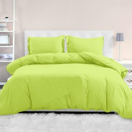 Mocassi Luxury Queen Size 3-Piece Duvet Cover Set - 1800 Premium Hotel Quality Microfiber Button Closure Duvet Cover (No Comforter Included), 1 Duvet Cover 90x90 Inch and 2 Pillow Shams, Lime