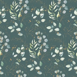 VmG-Store Cotton Fabric, Sold by the Metre, Fabrics for Sewing, Sewing Fabric, Children's Fabric, Cushion, DIY (Eucalyptus Dark Green BC045)